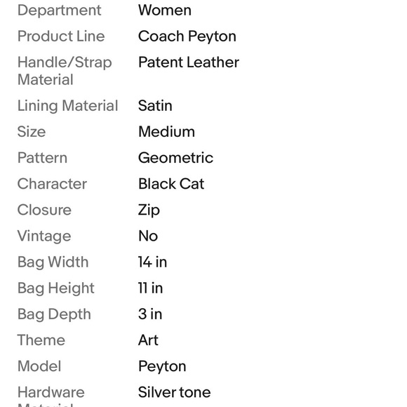 Coach Peyton Embossed Black Patent Leather Medium Tote F22322 - Picture 9 of 9